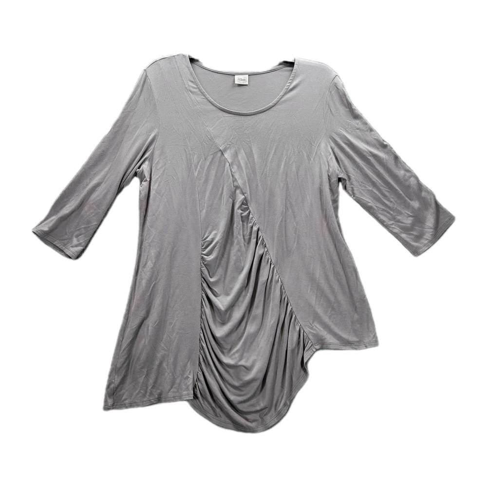 Et Lois Women's Gray‎ Boho Oversized 3/4 Sleeve Tunic Top Sz XL Stretch